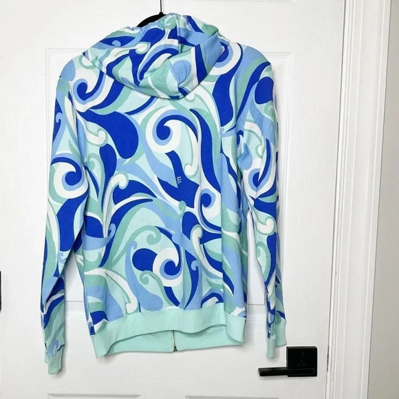 HILL HOUSE‎ Allie Full Zip Hooded Jacket Blue Ocean Kaleidoscope Size Small - Picture 7 of 8
